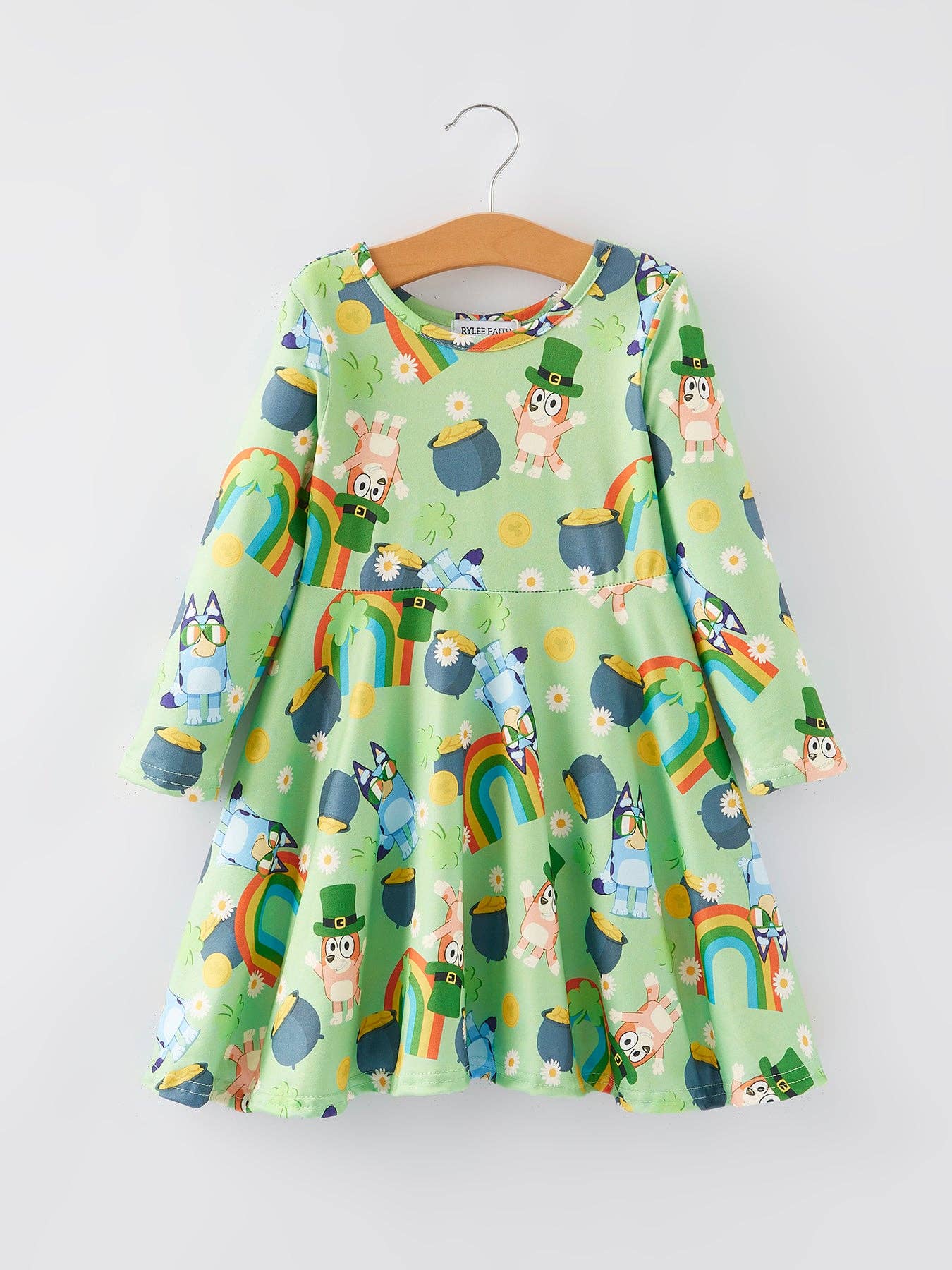 Blue Dog Saint Patricks Day Girls Dress