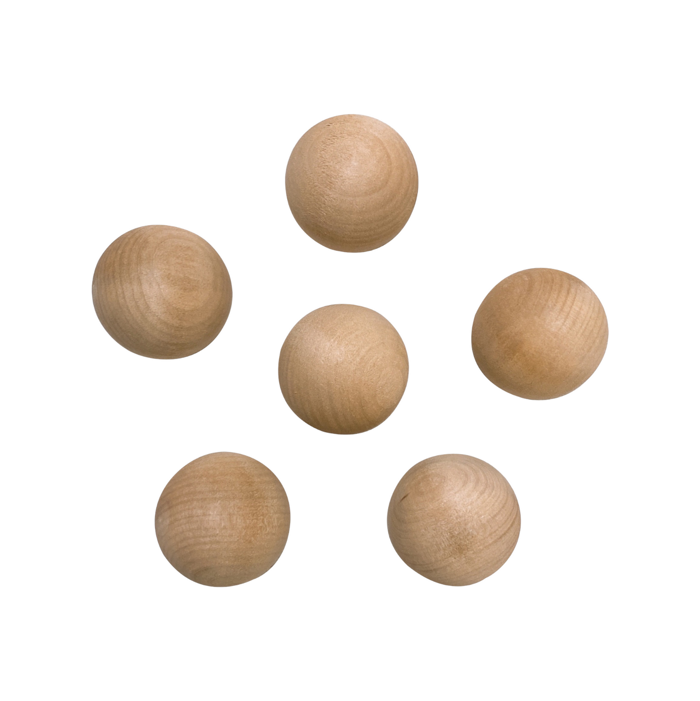 6-Piece Natural Wooden Balls – 1.8" Diameter