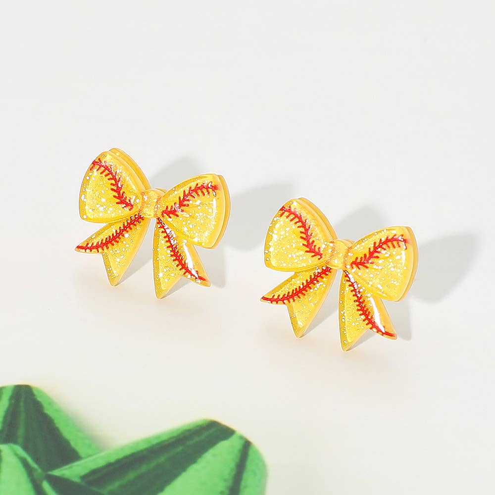 Resin Sports Baseball/Basketball/Football Bow Stud Earrings