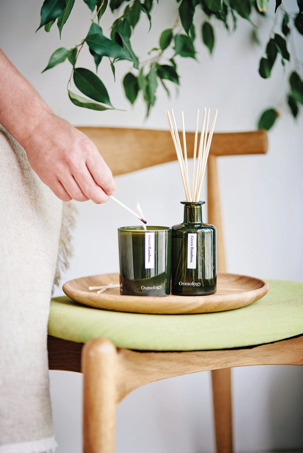 Green Bamboo Scented Candle - Cypress Patchouli and Orange