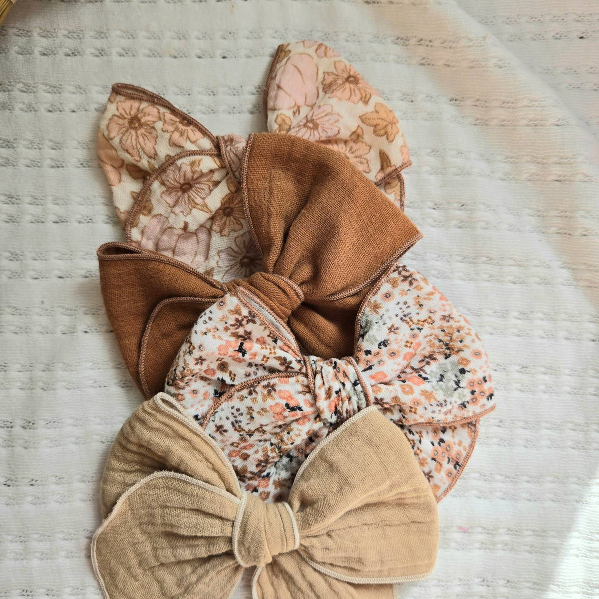 Fable Bow on Clip • Pumpkin Floral Gauze