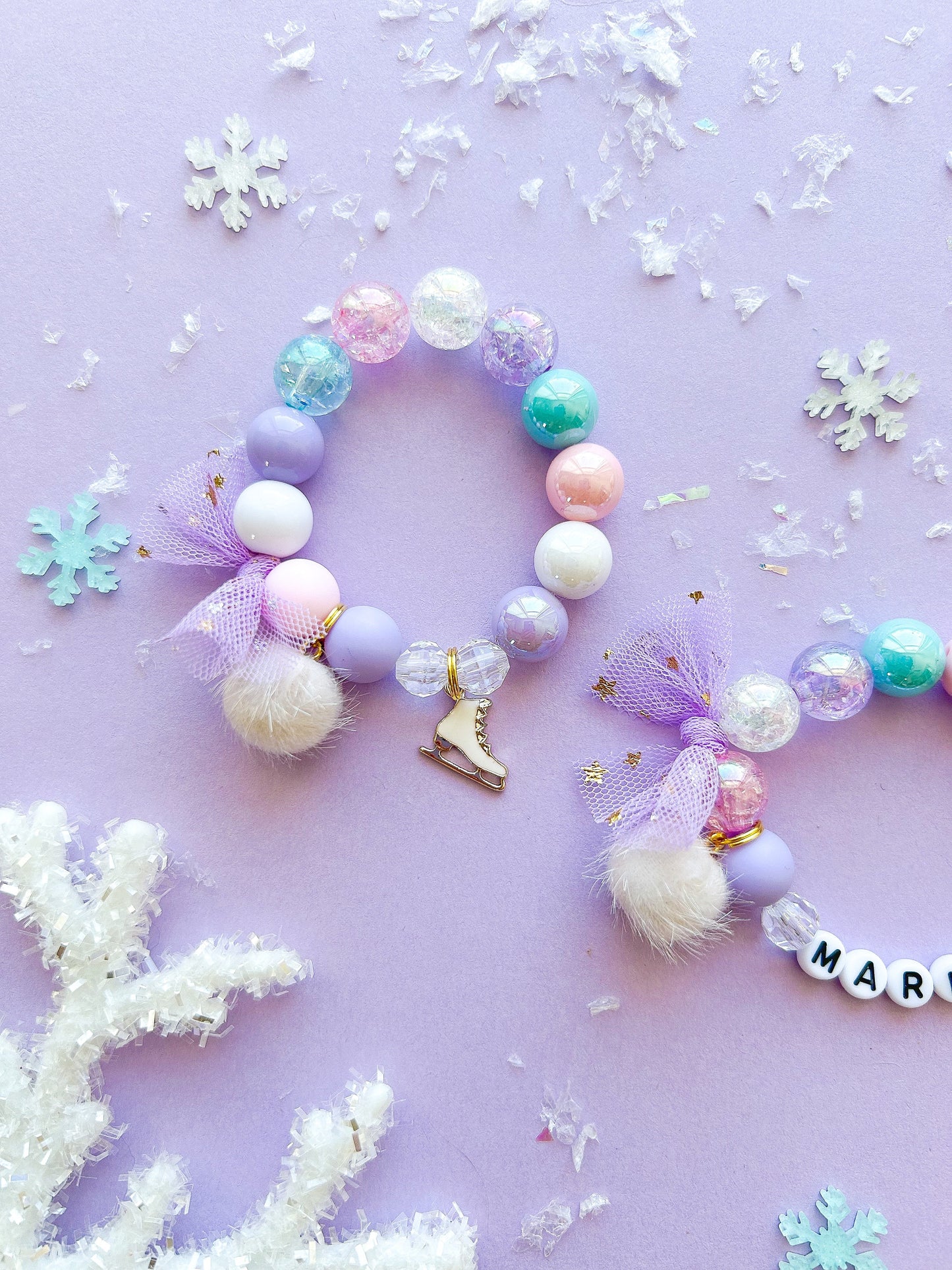 Ice Skate Figure Skater Christmas Holiday Winter Kids Charm Bracelet