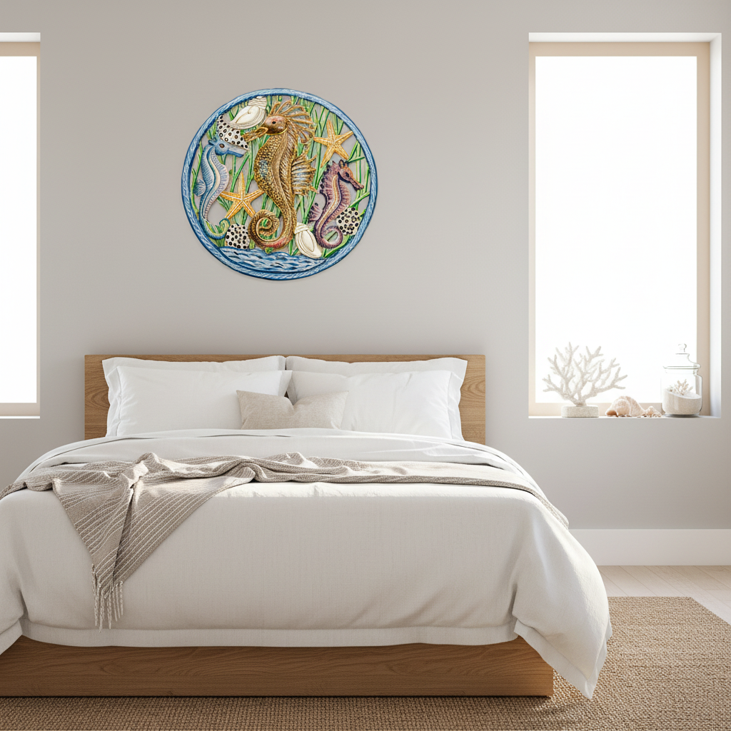 Painted Trio of Seahorses