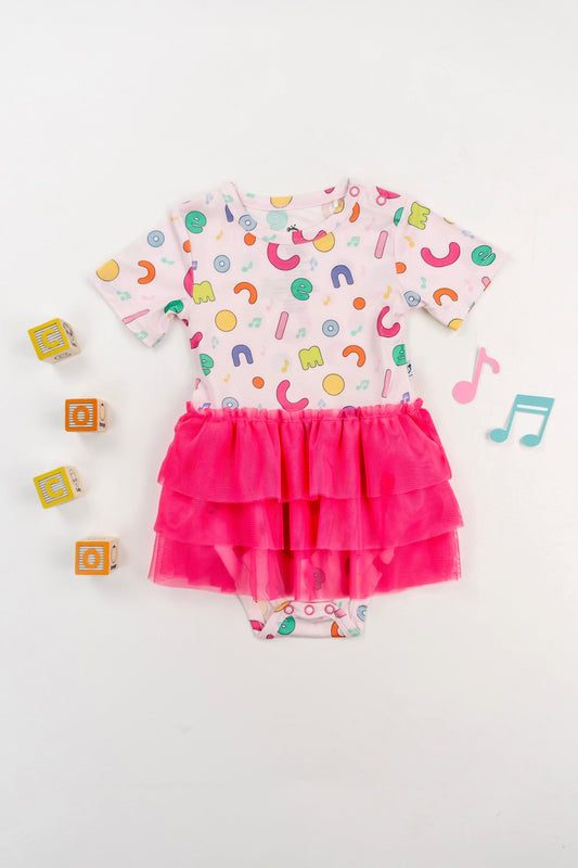 Dream Big Little Co x CoComelon ALPHABET DREAM TUTU SHORT SLEEVE BODYSUIT DRESS