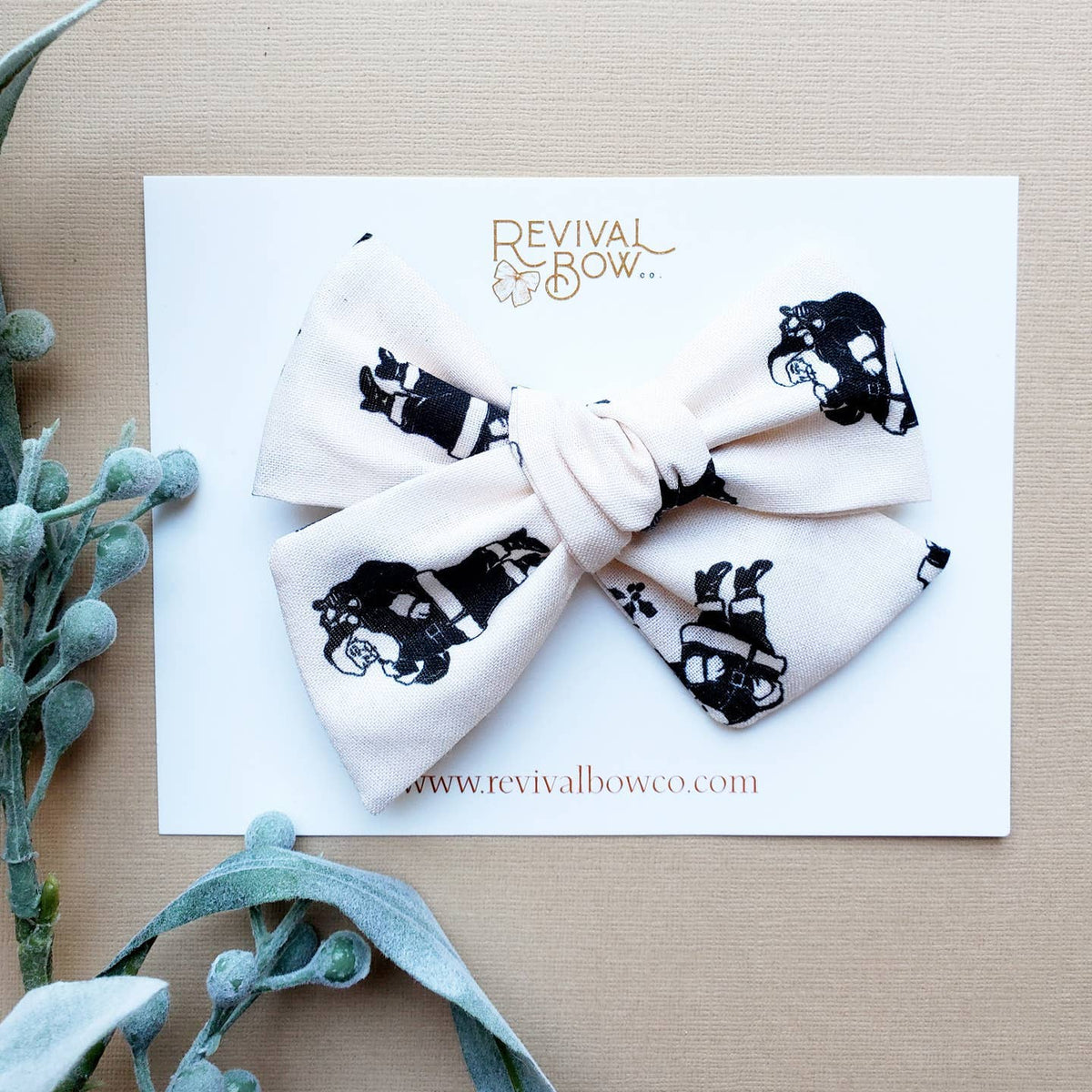 Large Bow on Clip • Neutral Santa