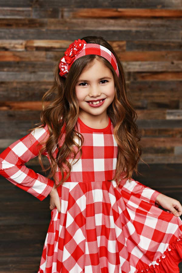 Red Plaid 2piece Dress&Legging Set