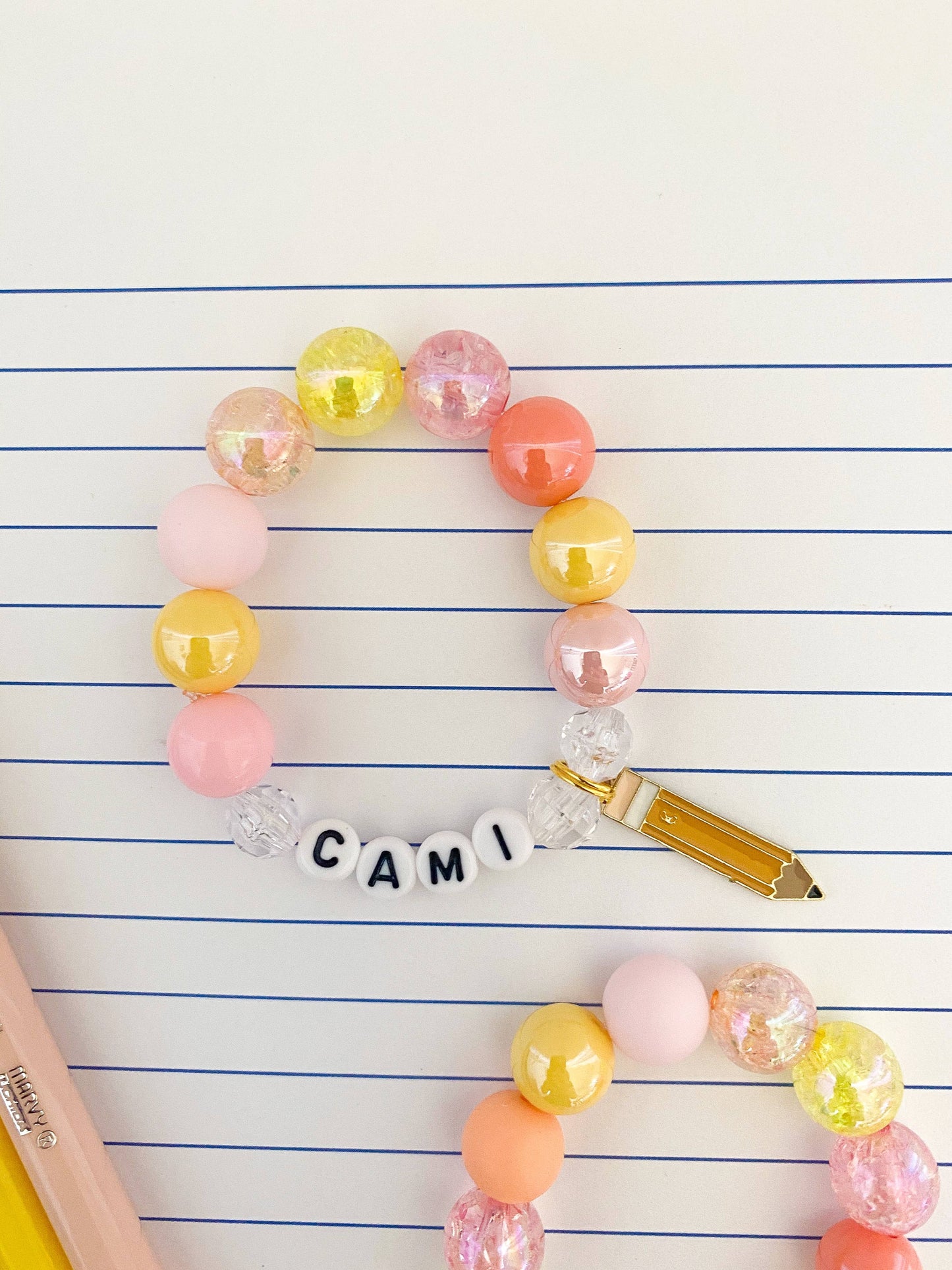 Back to School: Pencil PASTEL Colors Charm Bracelet