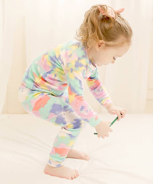 Tie Dyeing Rainbow Mint Long Sleeve PJs