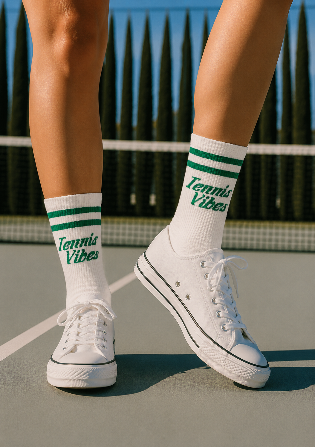 Tennis Vibes Socks - Green/White