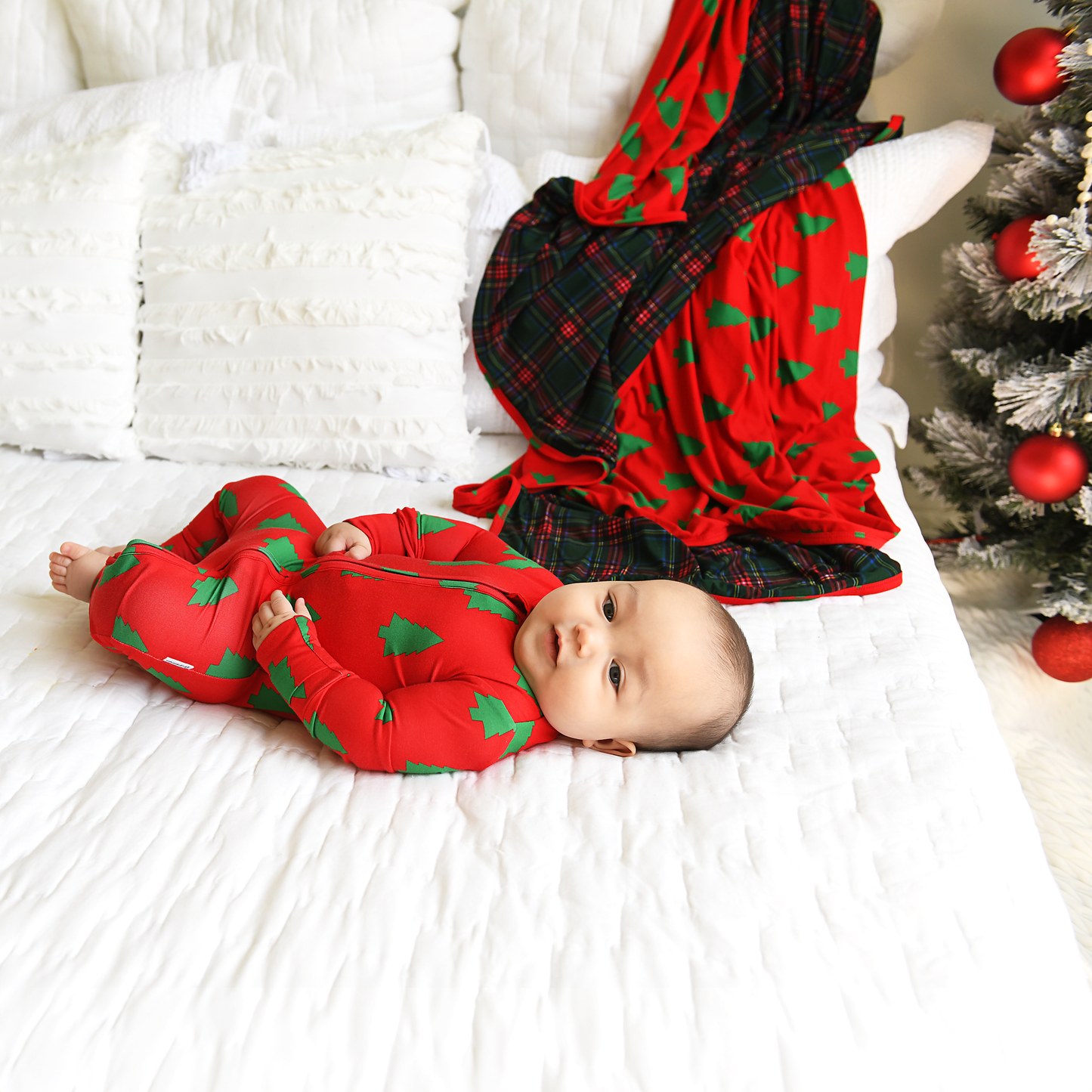 Christmas Trees Convertible Zip Onesie