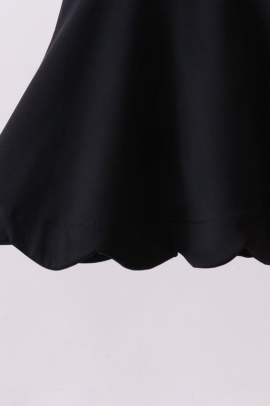 Black scalloped active womens dress