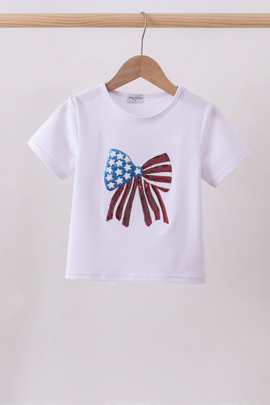 White bow sequin mom & me top