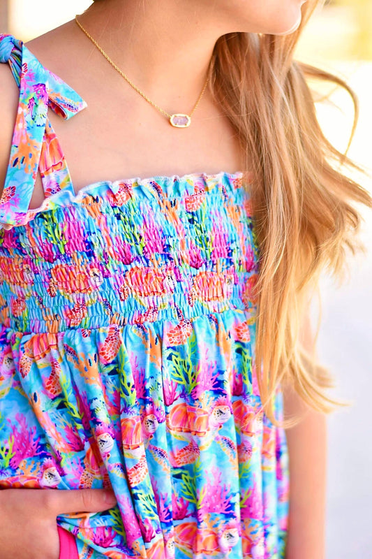 Sea Turtle Smocked Bamboo Tunic Set