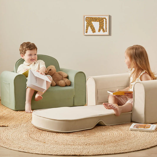 Tiny Landยฎ GentleSnug Kid Chair - Beige White