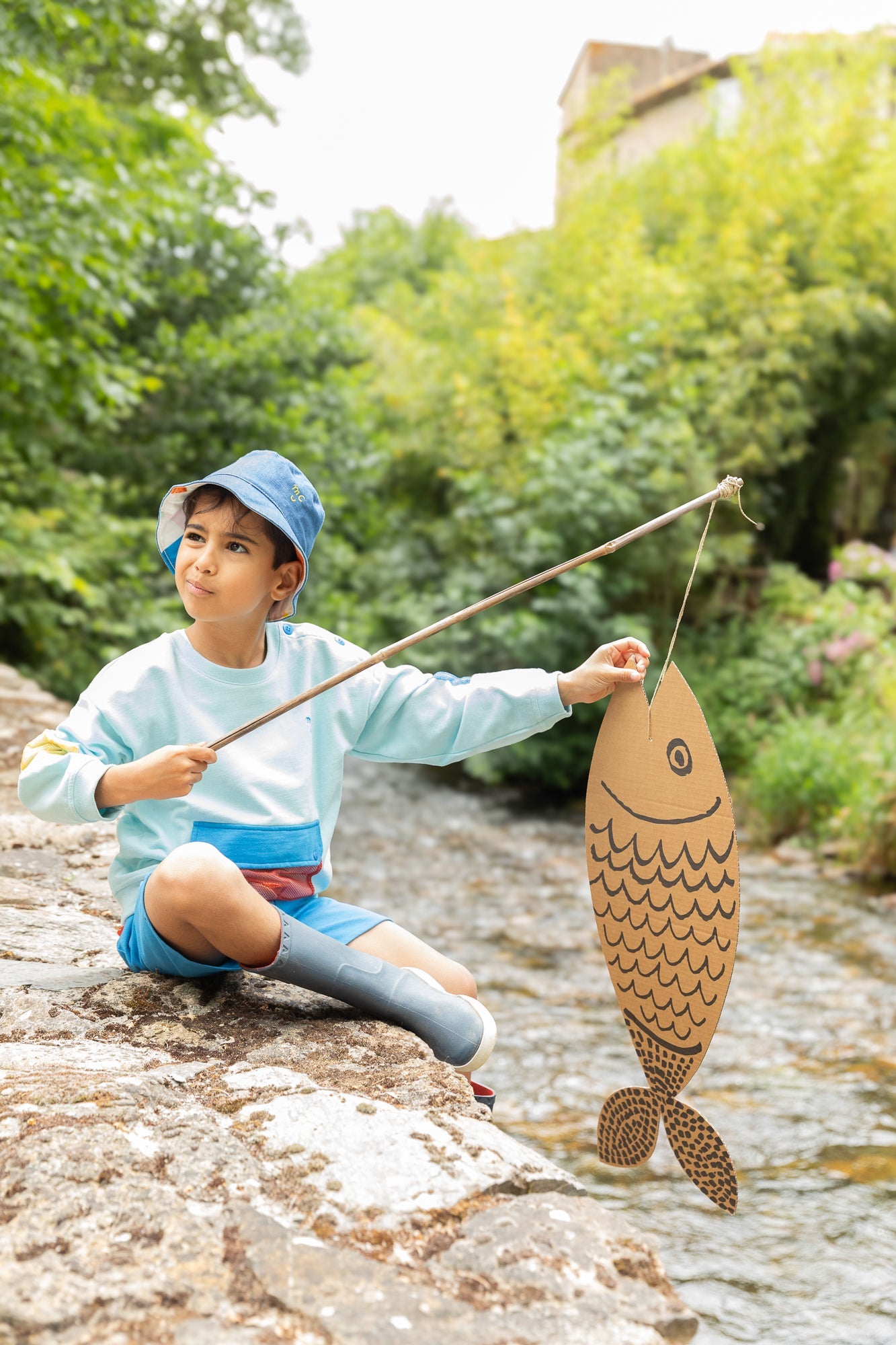 Recycled Cotton Blue Pocket Kid Sweatshirt