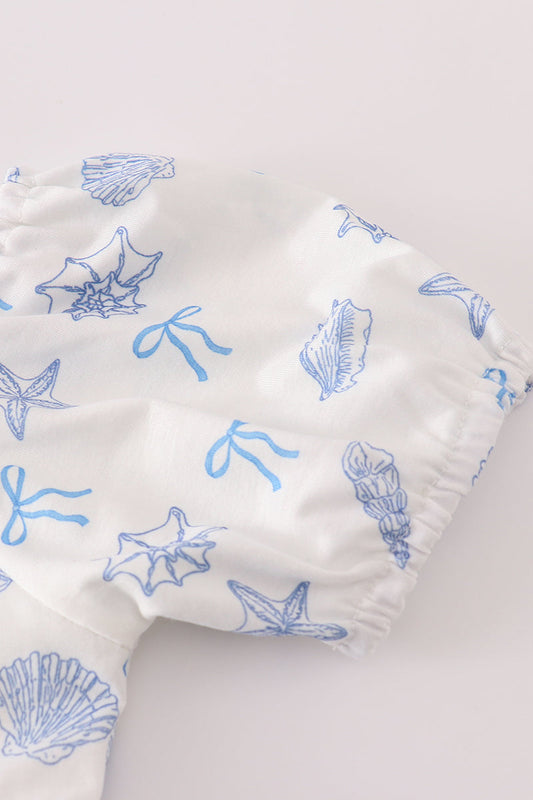 Blue seashell bow women’s dress