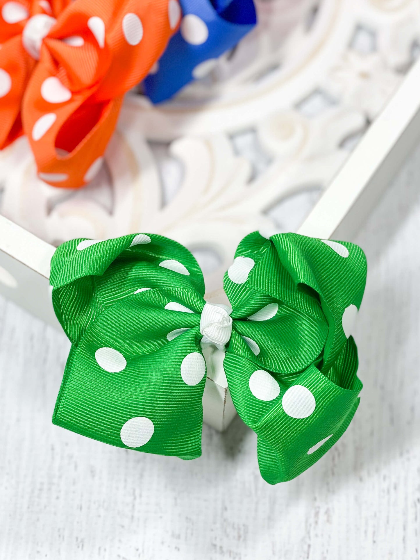 Polka Dot Hair Bow - Alligator Clip - 4.5"