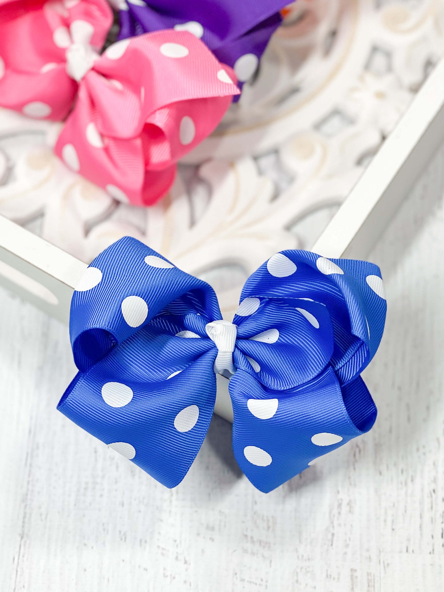 Polka Dot Hair Bow - Alligator Clip - 4.5"