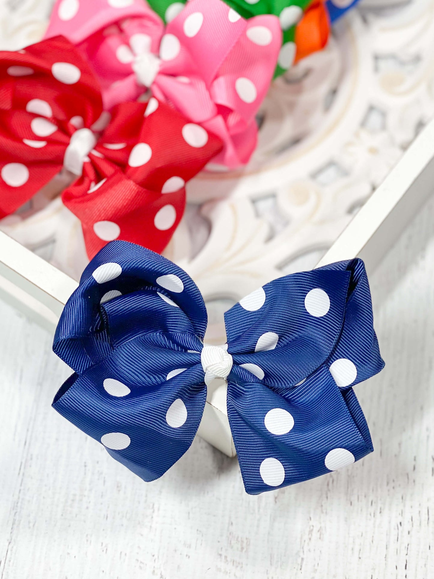 Polka Dot Hair Bow - Alligator Clip - 4.5"
