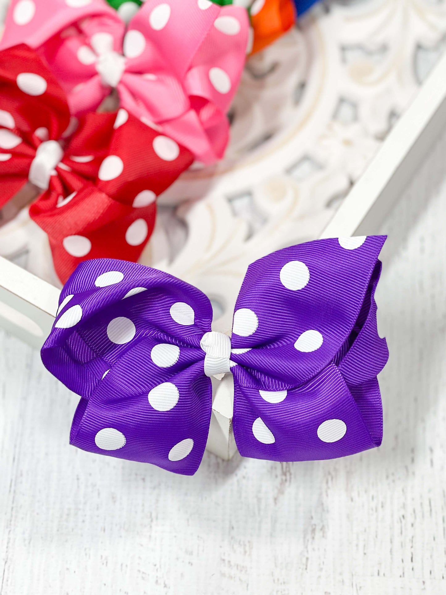 Polka Dot Hair Bow - Alligator Clip - 4.5"