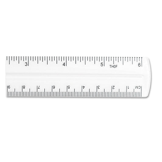 Westcott Transparent Shatter-Resistant Plastic Ruler, Standard/Metric, 6" Long, Clear