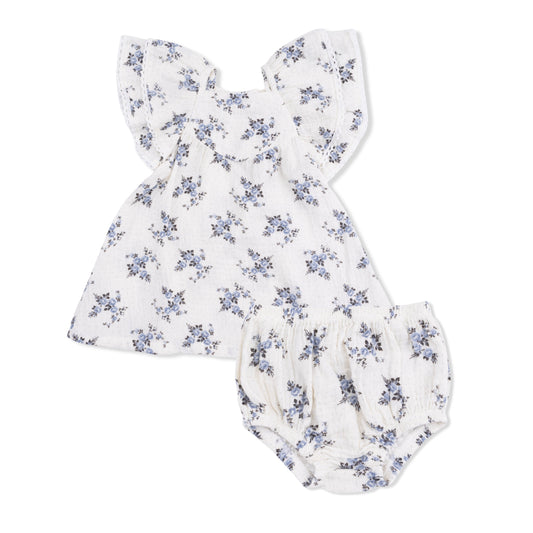 Belle Rosette Dot - V-Neck Dress and Bloomer