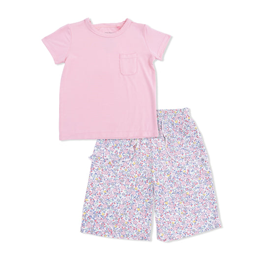 Elizabeth's Garden - Short Sleeve Shirt with Wide Leg Pant