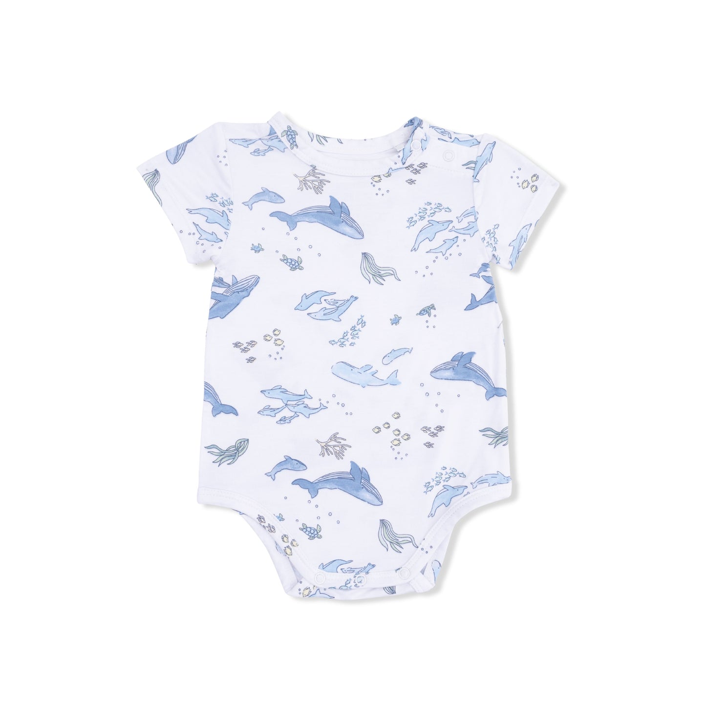 Watercolor Blue Whales - Short Sleeve Bodysuit