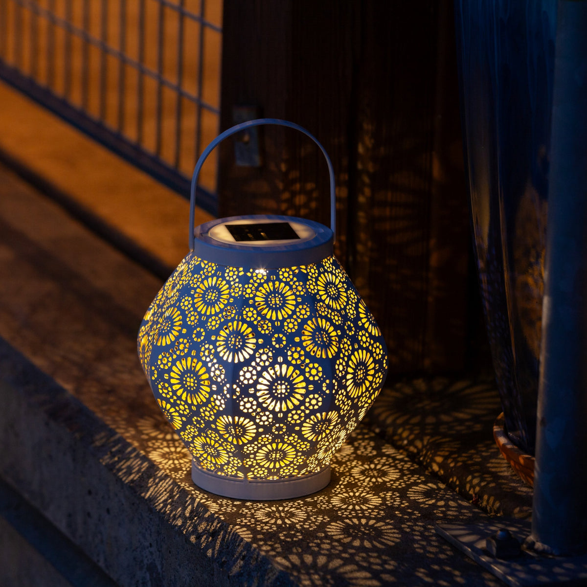 Daisy Punched Metal Solar Lantern