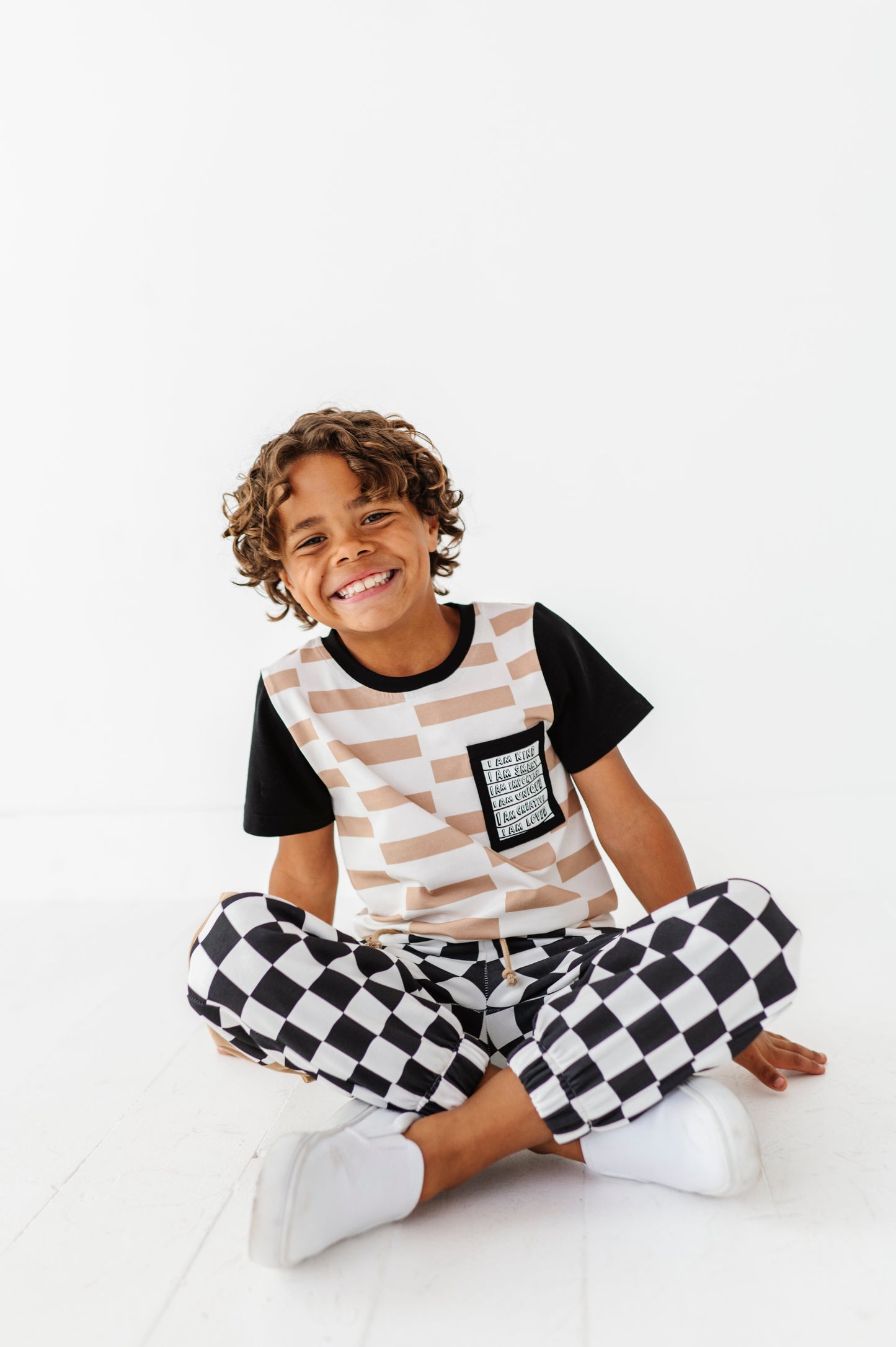 Chunky Tan Check Affirmation Pocket Tee