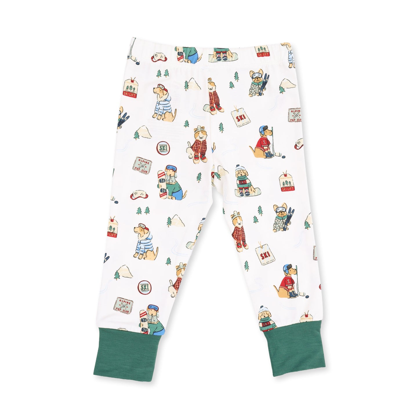 Winter Sports Dogs Green - Long Sleeve Loungewear Set