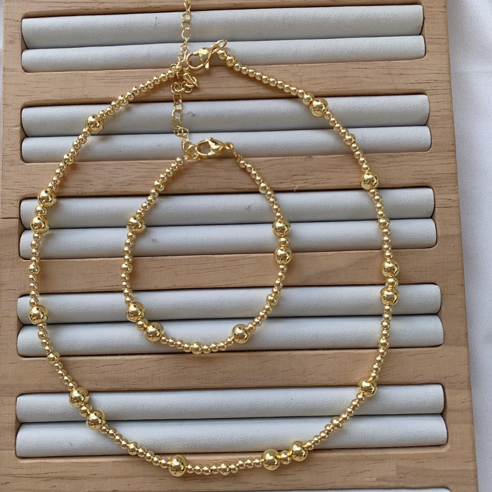 Gold Beaded Necklace ~ Deep South Originals