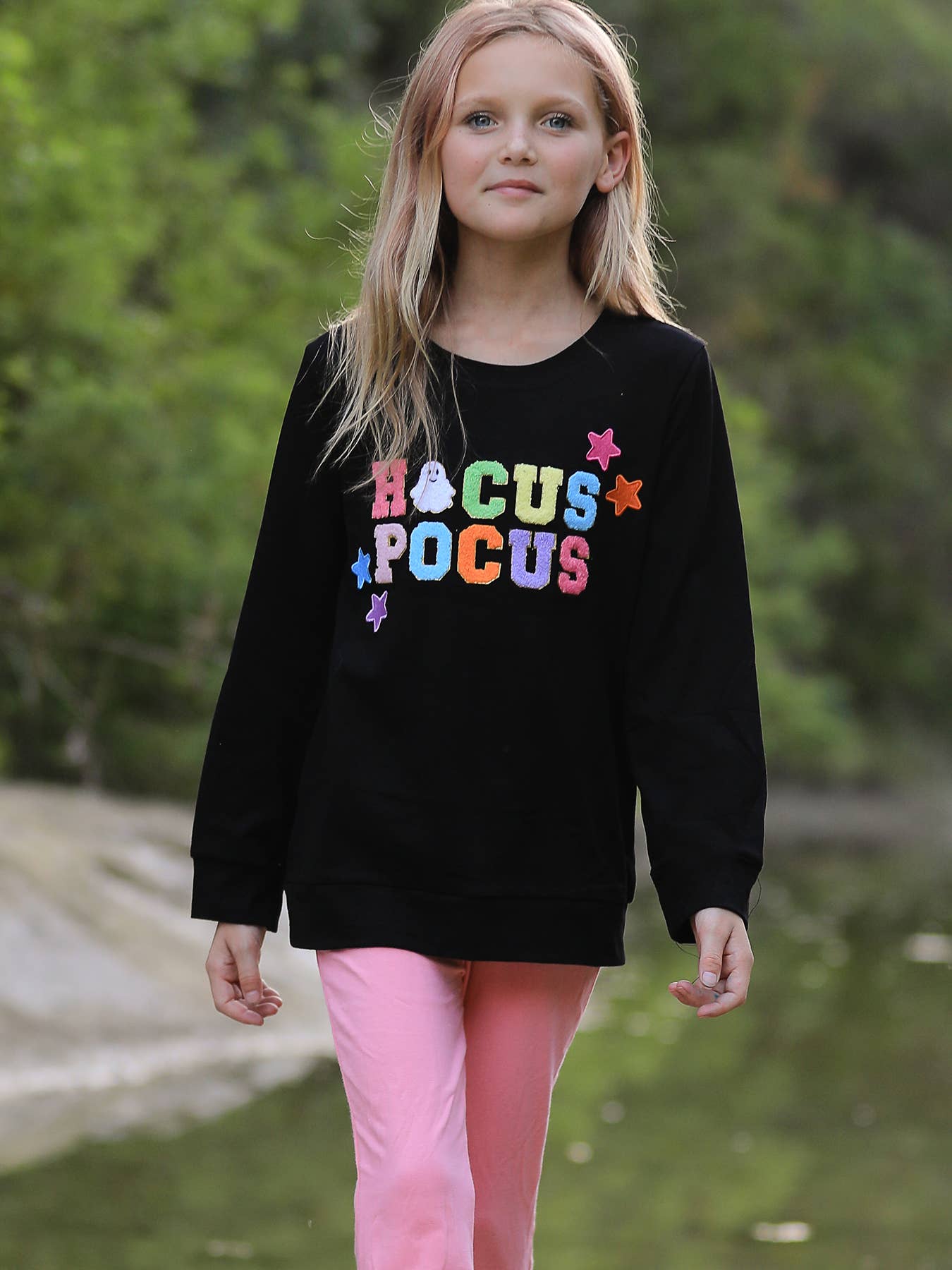 Halloween Black Top + Pink Bell Bottoms