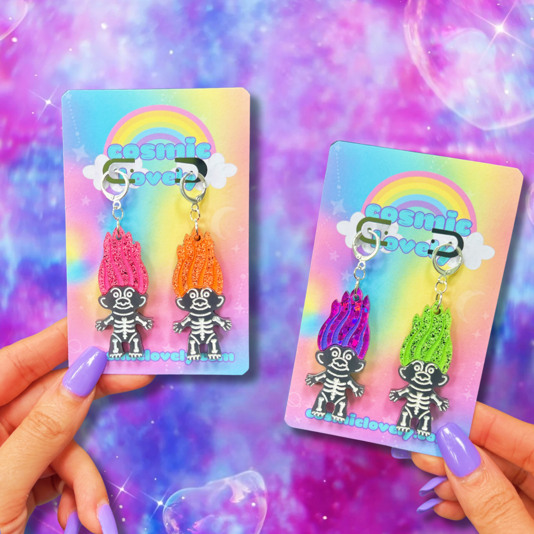 Skelly Neon Troll Earrings