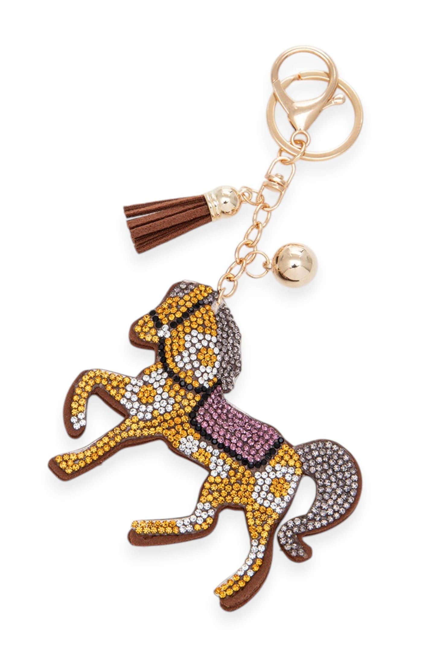 Rhinestone Horse Pillow Key Chain