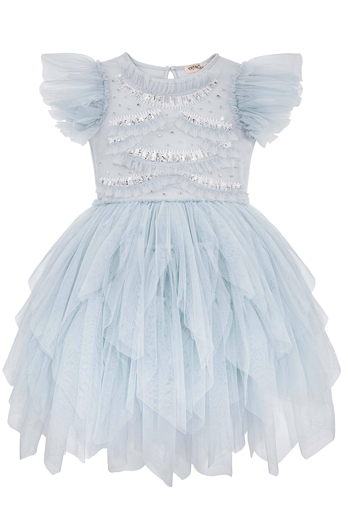 Delightful Flutter Sleeves Wedding Flower Girl Dress