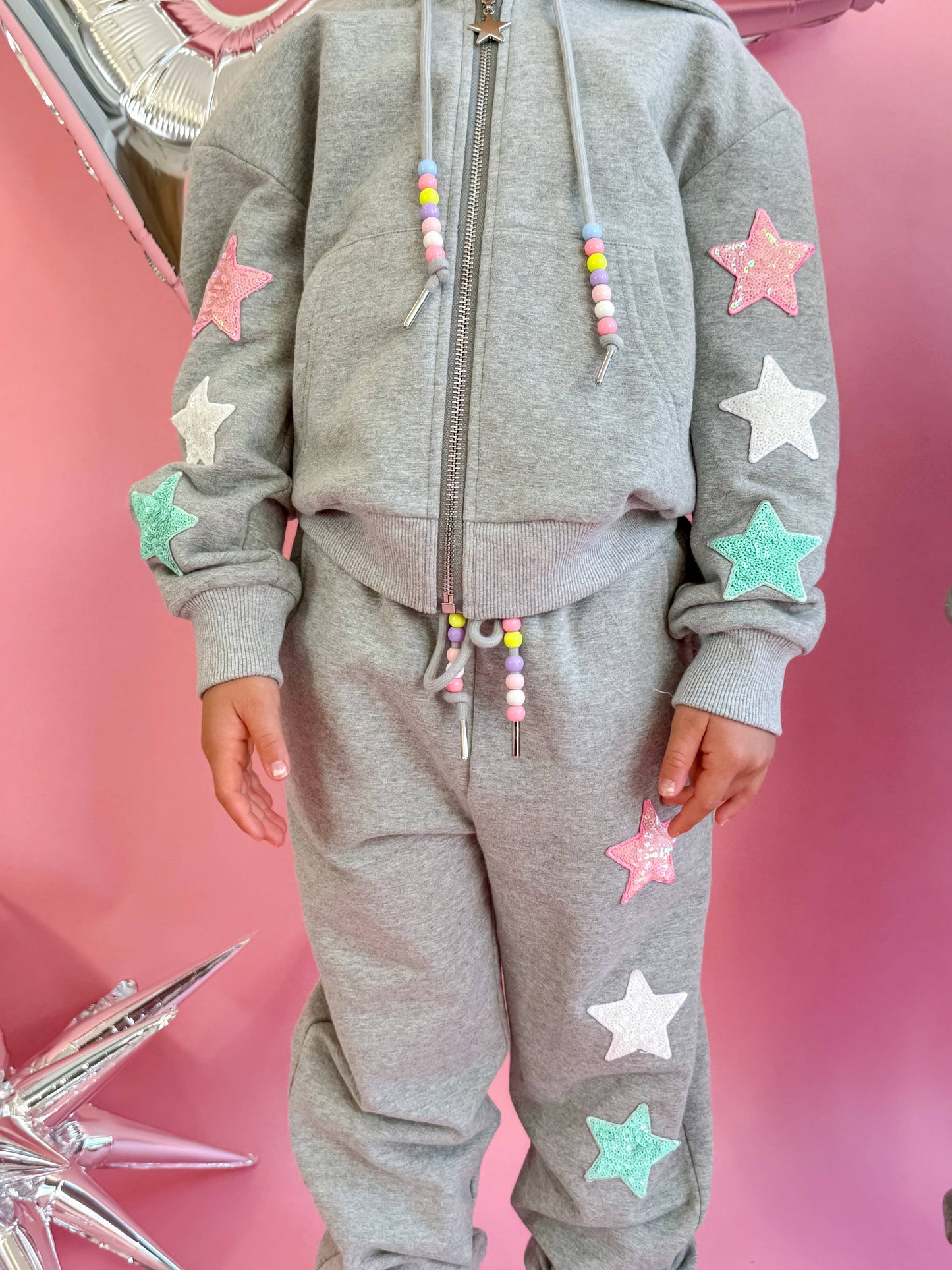 Star Girl Sweatsuit Set W/ Sequin Star Patches