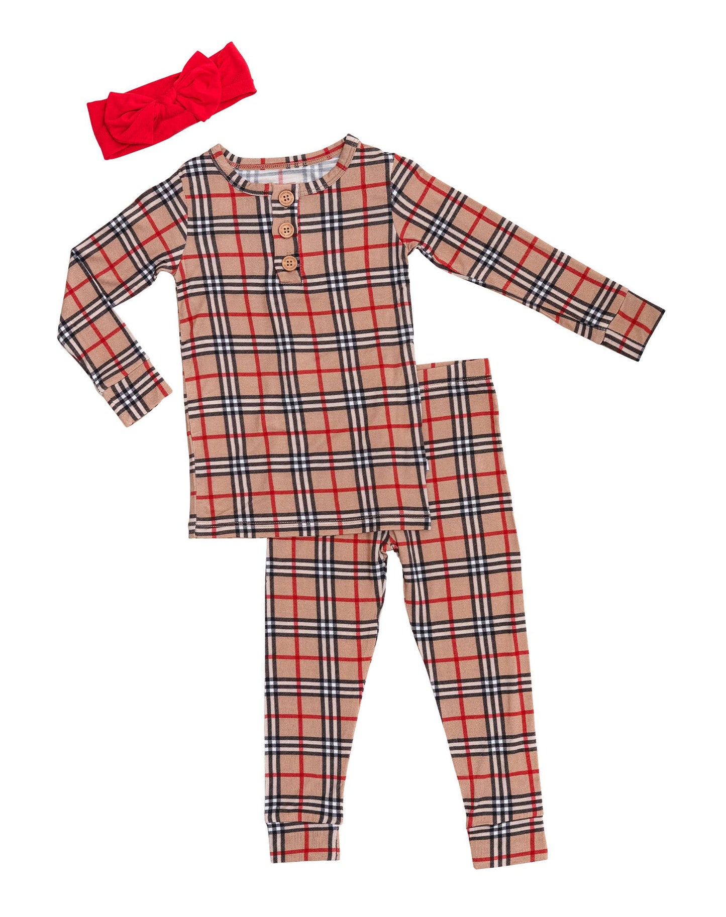 London Plaid Long Sleeve Henley Pajamas