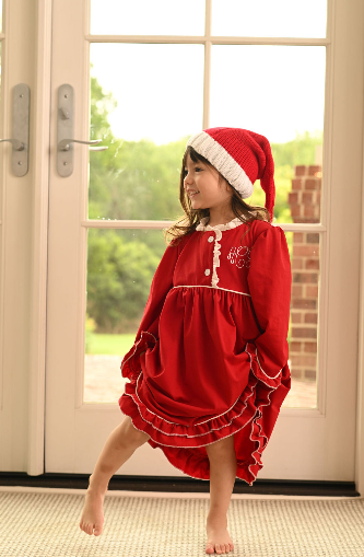 Christmas Red Ruffle Nightgown