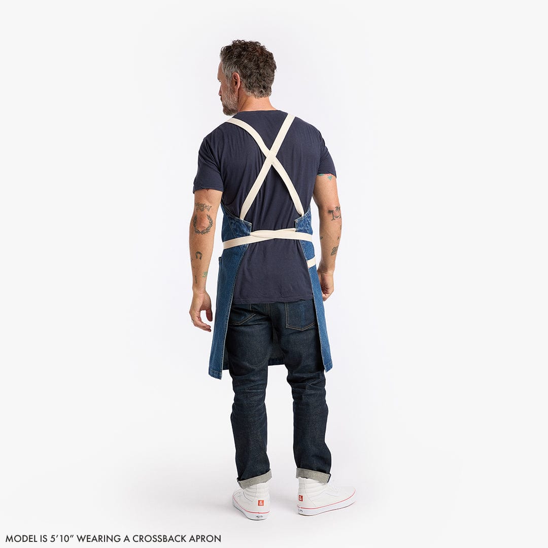 The All Day Crossback Apron - Olive Green Navy Straps