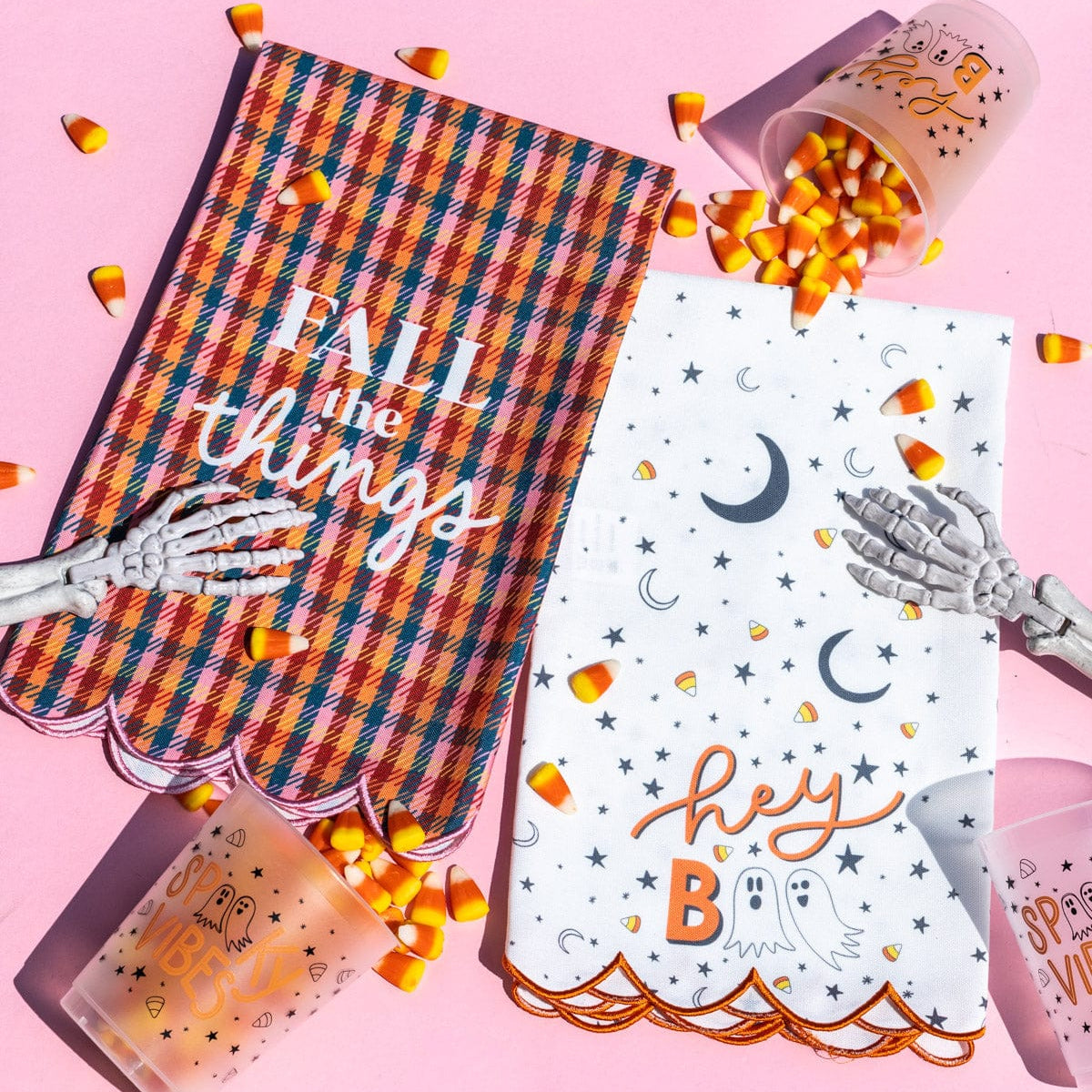 'Hey Boo' Cotton Halloween Tea Towel