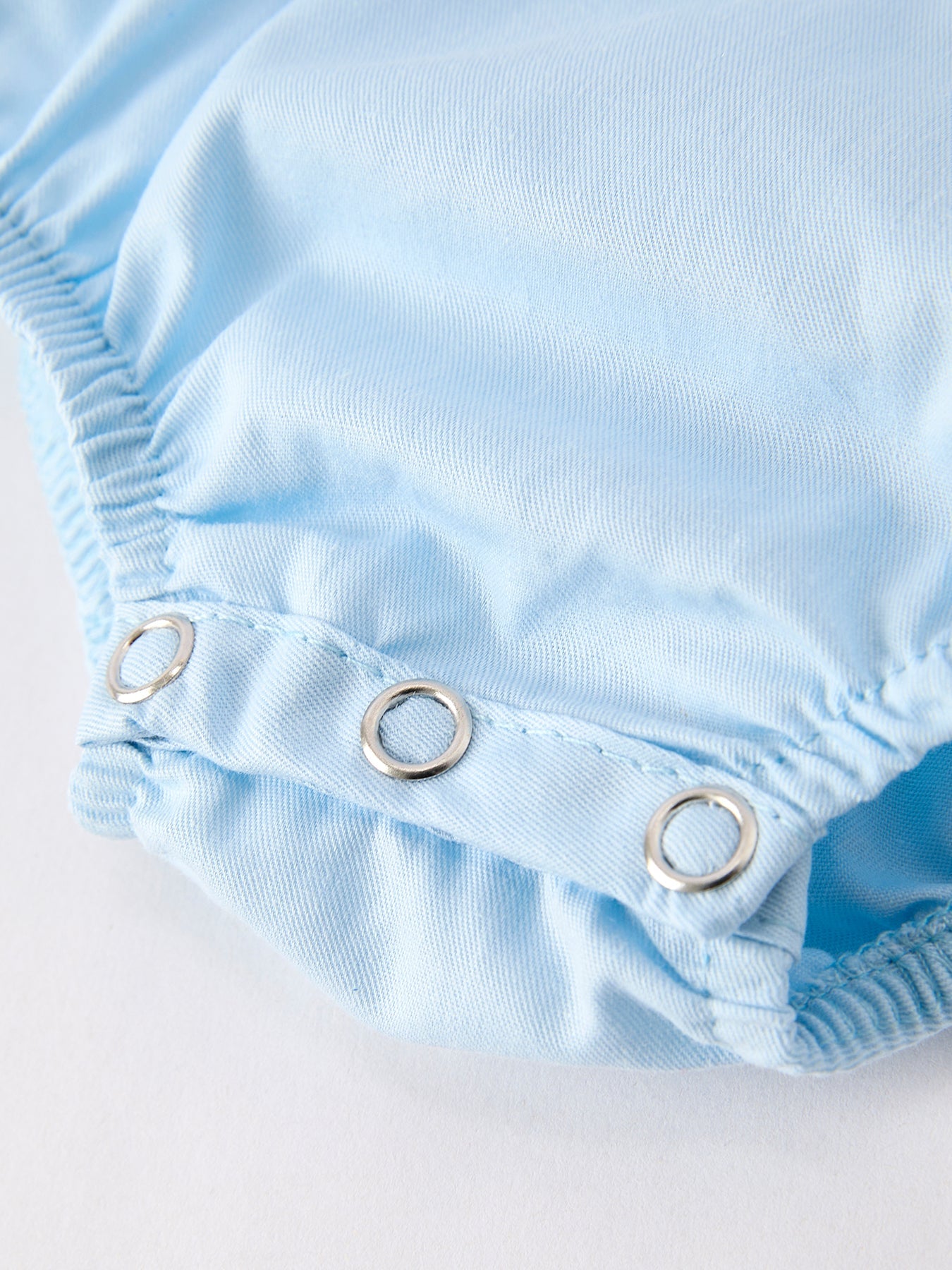 Girls Cross Smocking Embroidered Blue Romper