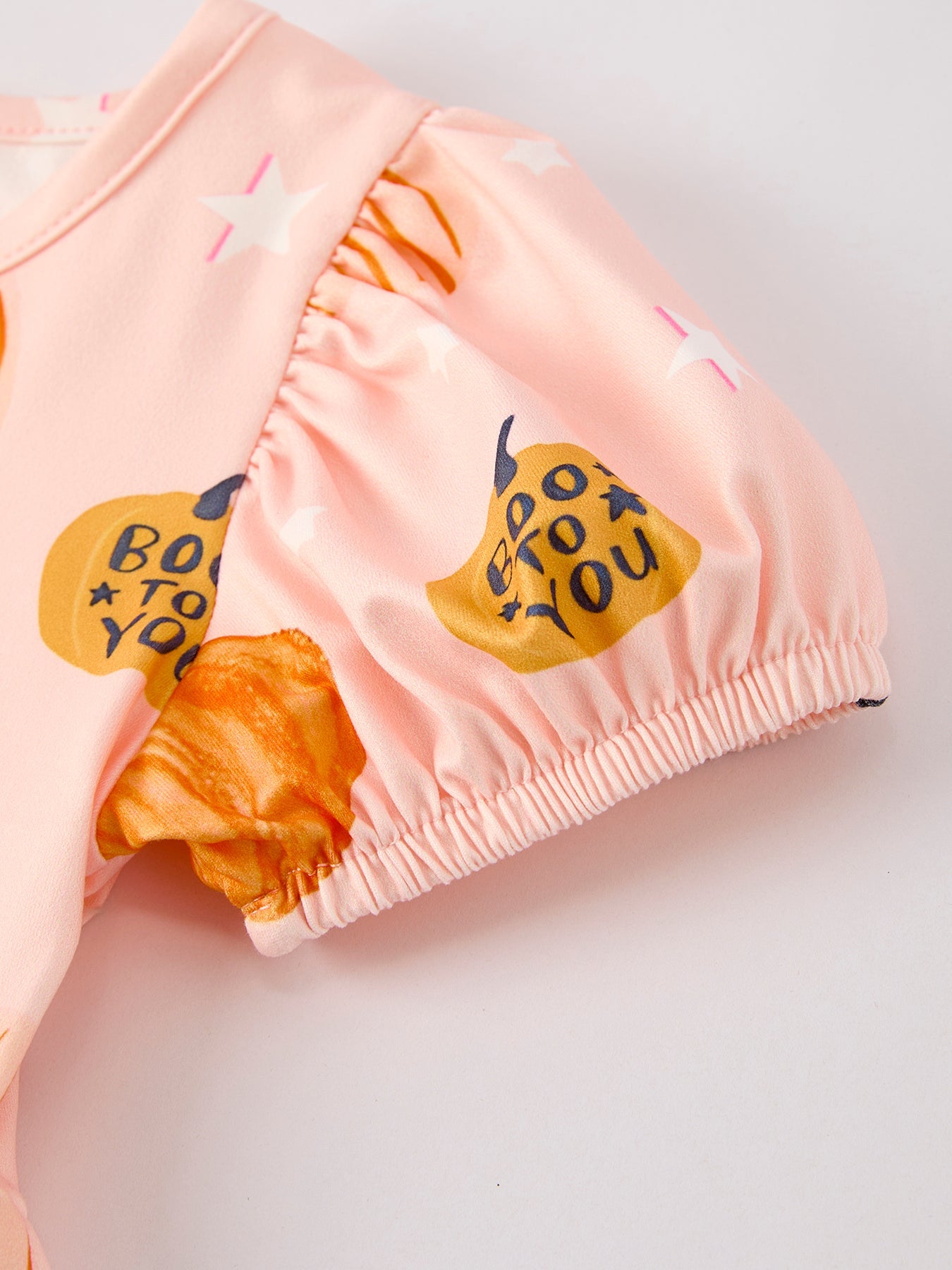 Halloween Fun Pumpkin Short Sleeve Girls Dress
