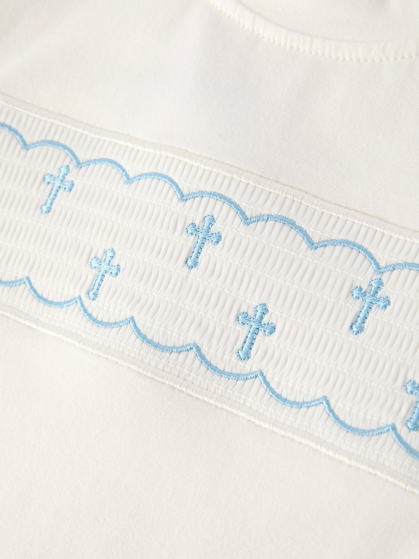 Blue Smocked Church Christening Toddler Boys'Set