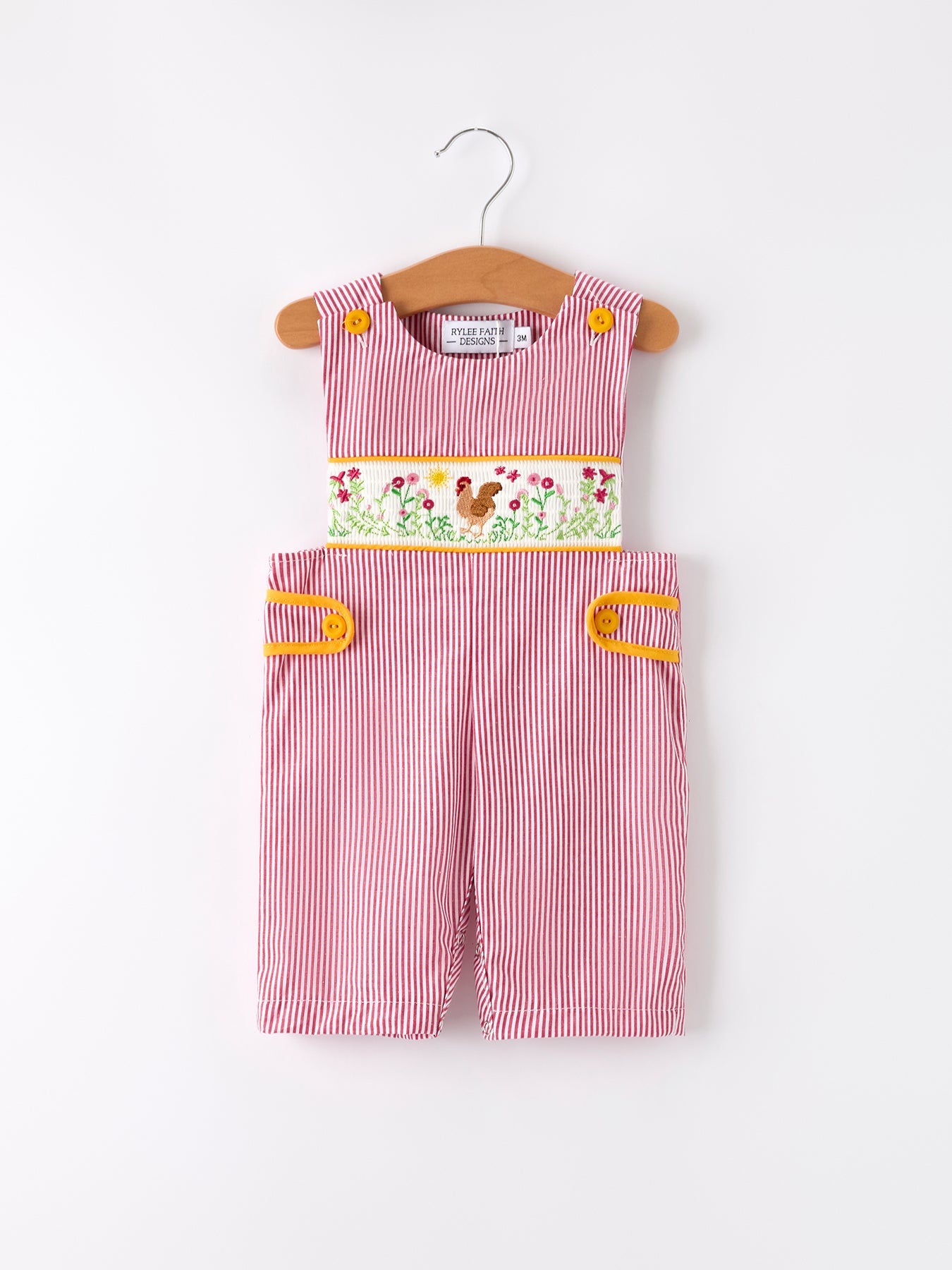 Autumn Rooster Smock Embroidered Boys Romper