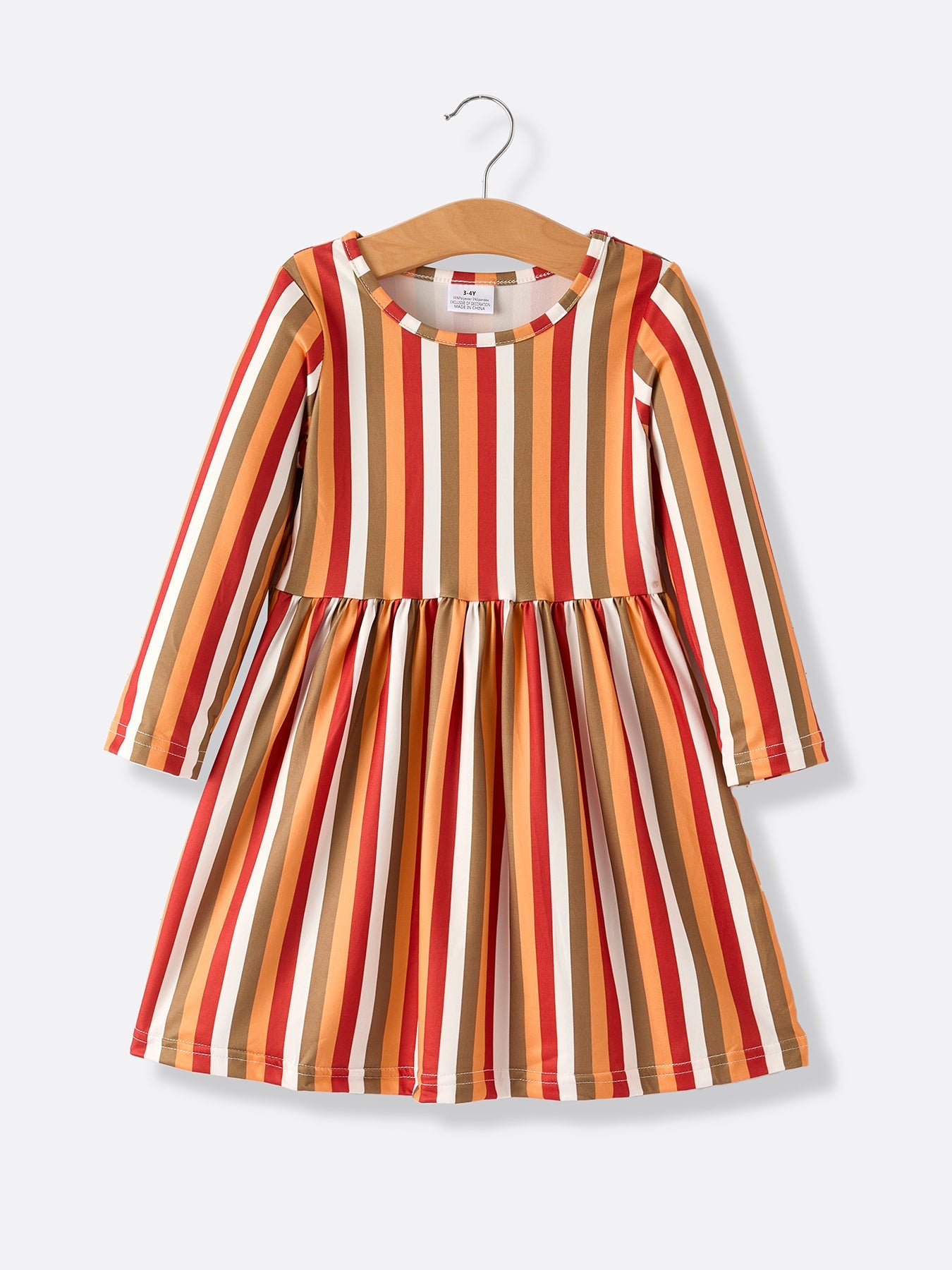 2 Piece Thanksgiving Pumpkin Stripe Print Girls Dress Set