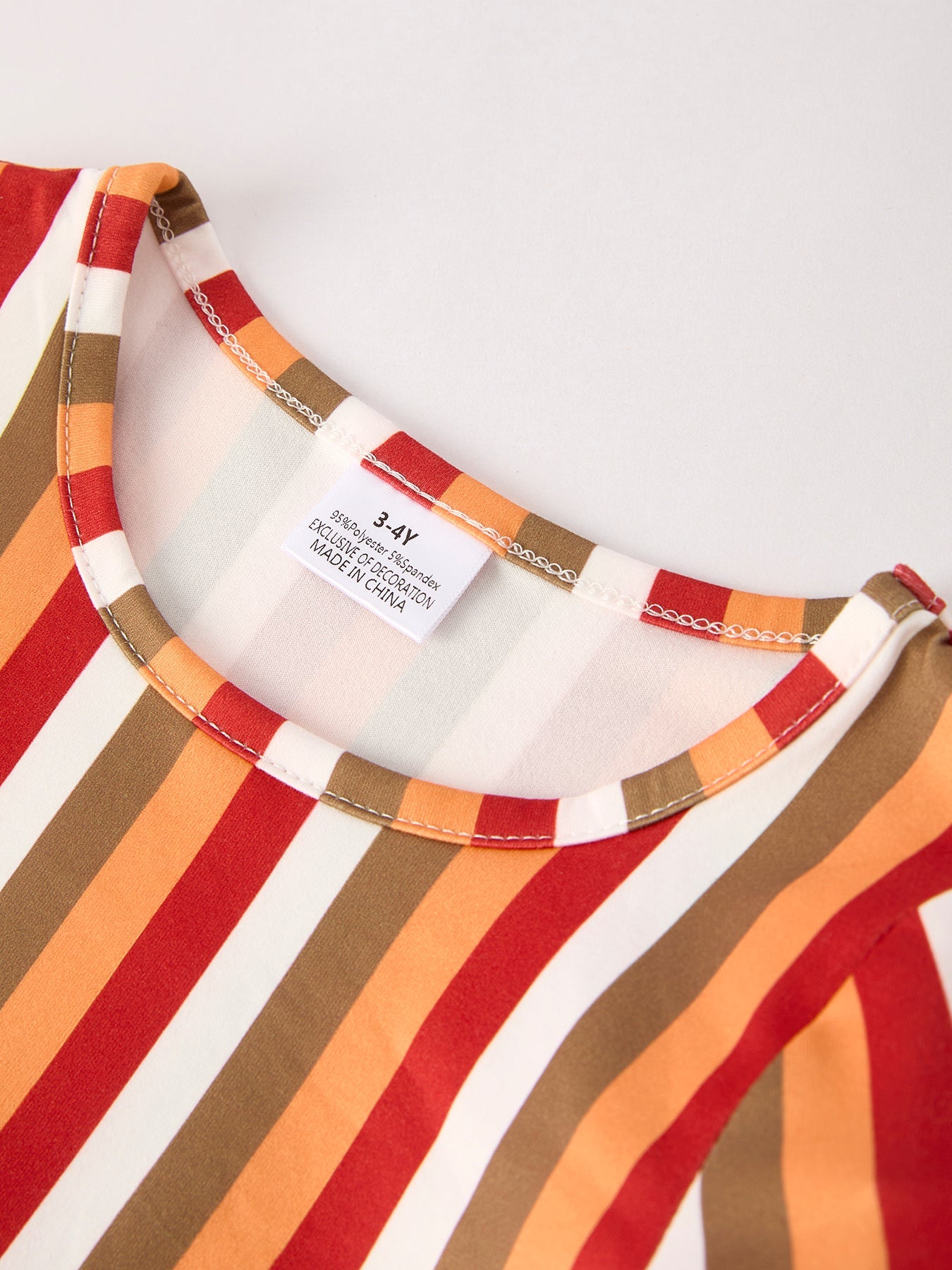 2 Piece Thanksgiving Pumpkin Stripe Print Girls Dress Set