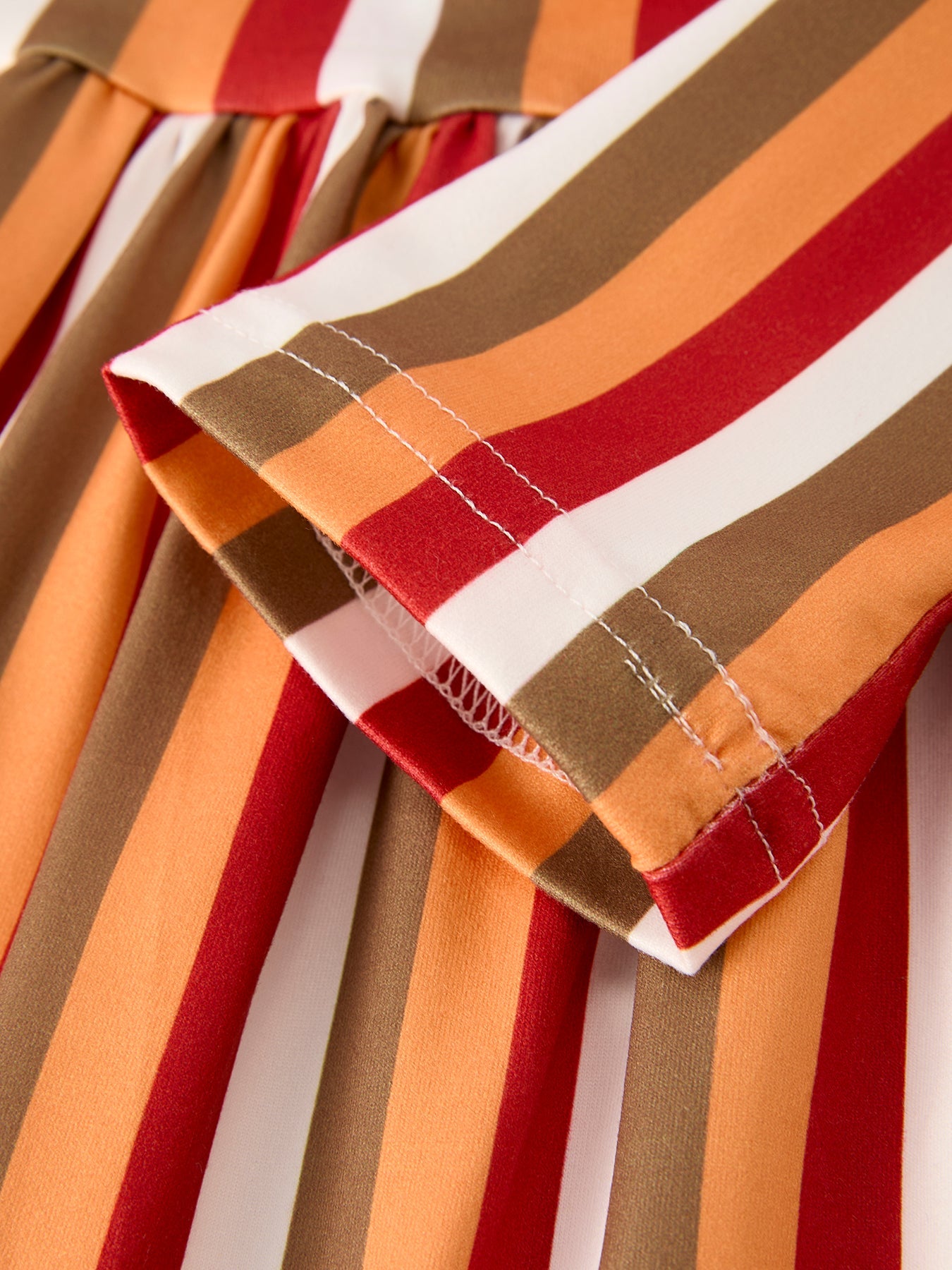 2 Piece Thanksgiving Pumpkin Stripe Print Girls Dress Set