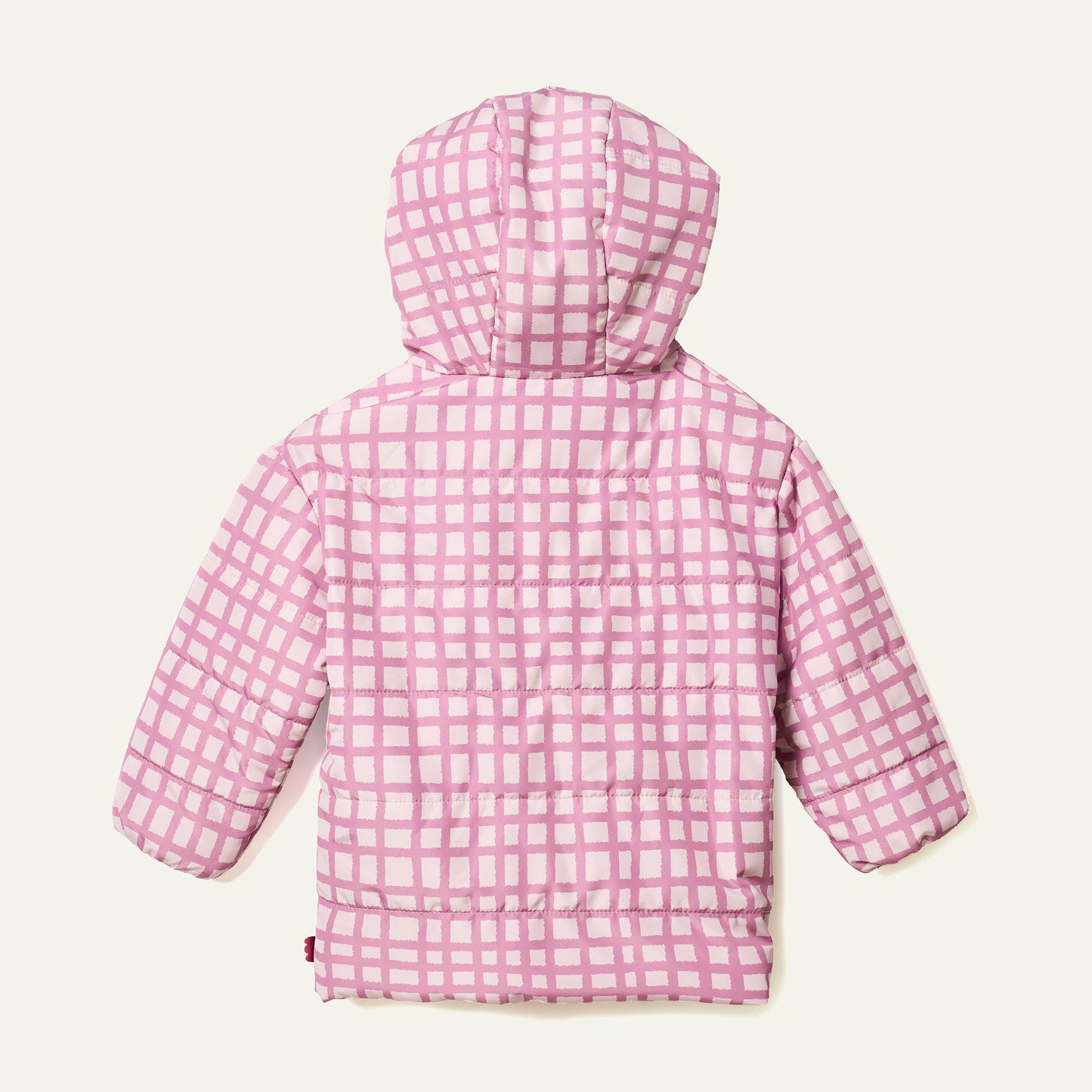Recycled Nylon Pink Grid Puffer