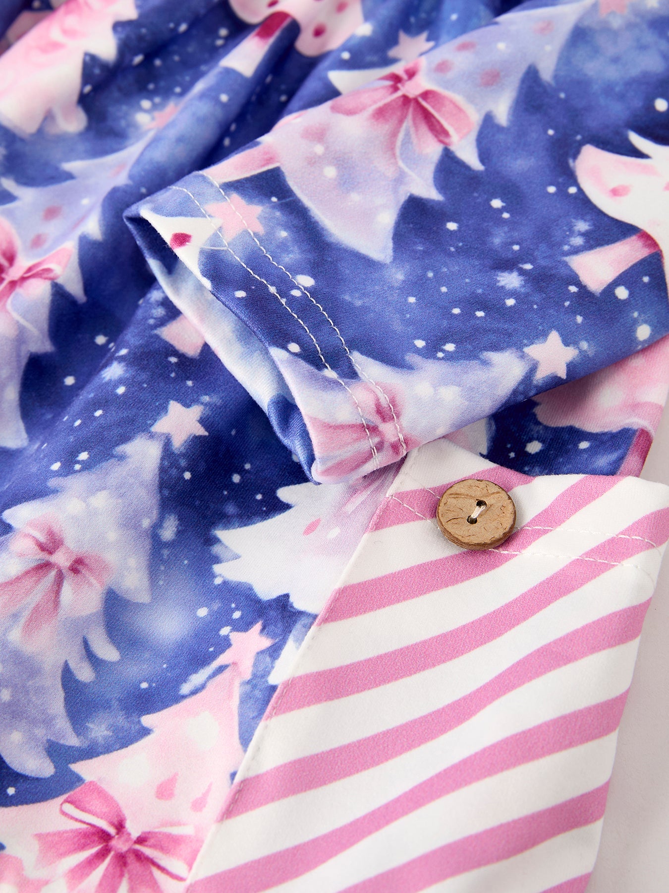 Winter Purple Christmas Tree Long Sleeve Ruffle Pocket Girls Dress